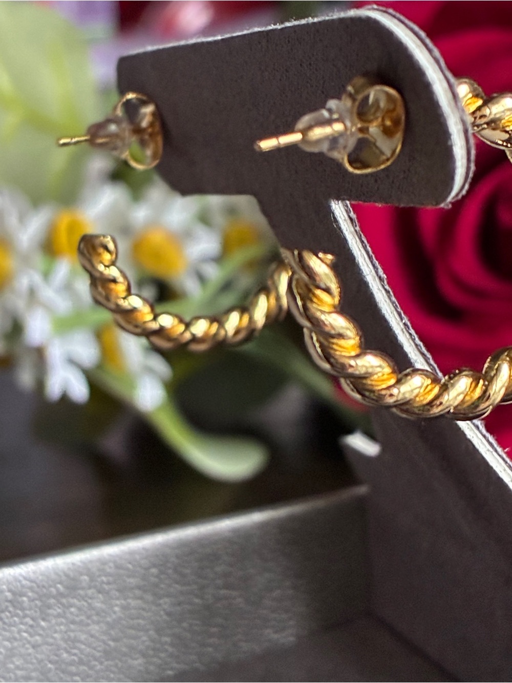 18K Gold-Plated Twisted Hoop Earrings - Gold - Picture 6 of 9
